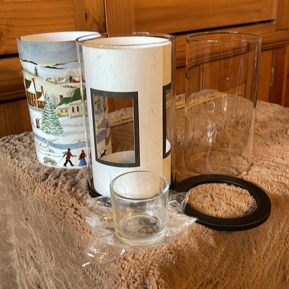 Partylite Express it Votive Luminary/Hurricane.2 inserts:Snow scene/pictures-NIB - Picture 8 of 11